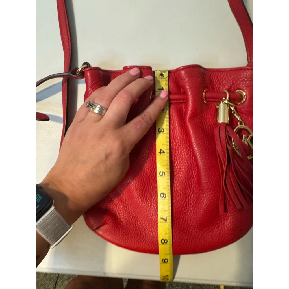 Michael Kors Red Leather Bucket Bag Small - Picture 11 of 13